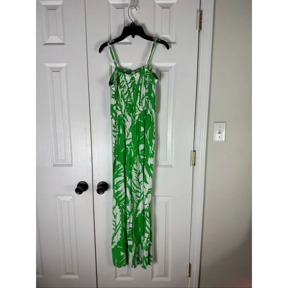 Lilly Pulitzer Girls Green Palm Print Romper Size 14/16